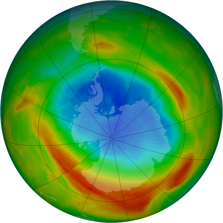 Antarctic ozone map for 21 October 1980